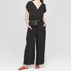 Universal Threads Black Rayon Linen Blend Jumpsuit
